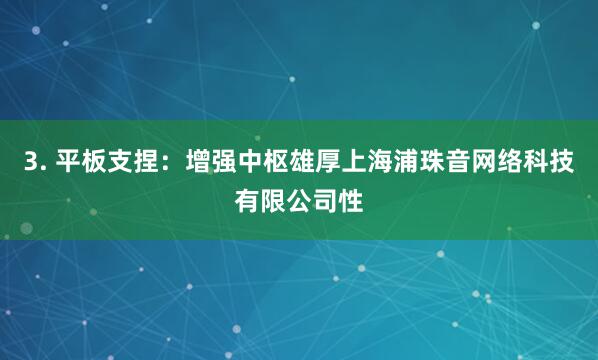 3. 平板支捏：增强中枢雄厚上海浦珠音网络科技有限公司性